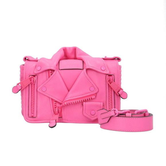 Moschino Handbags - MOSCHINO Biker Shoulder Bag Leather Pink Women